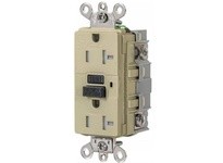 Hubbell GFSG5362I Extra Heavy Duty Industrial Tamper-Resistant/Weather Resistant AUTOGUARD Self-Test GFCI Receptacle 20A Ivory