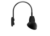RAB GN4LED13YAD11B Gooseneck Style4 13W Warm LED 11" Angled Dome Shade Black