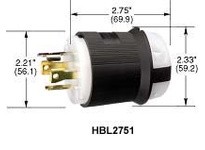 Hubbell Wiring HBL2761 LKG PLUG 30A 3PH 277/480V L19-30P B/W