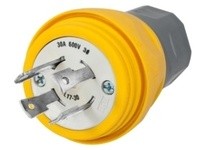 Hubbell Wiring HBL28W77BK PLUG W/TIGHT 3P 30A 600V L17-30P BK