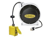 Hubbell Wiring HBL45123R220W CORD REEL W/(2) DUPLEX 45 12/3 WH
