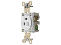 Hubbell Wiring HBL5261WRT SGL.RCPT.RING-TERM15A/125V5-15R WHT.