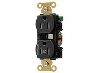 Hubbell Wiring HBL5262C1BLKTR 1/2 CONTROLLED IND 15A 125V TR DUP BK | Industrial Supplies