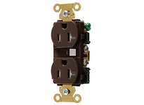 Hubbell Wiring HBL5262TR DUP RCPT IND TR 15A/125V 5-15R BR