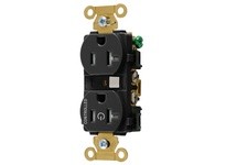 Hubbell Wiring HBL5362C1BLKTR 1/2 CONTROLLED IND 20A 125V TR DUP BK