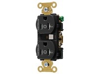 Hubbell Wiring HBL5362C2BLKTR 2/2 CONTROLLED IND 20A 125V TR DUP BK