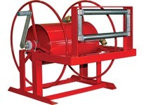 Dixon HDR150-100PCRAC 1-1/2 H/D CONT FLOW REEL C/S POWDERCOAT RED W/ ROLLER/HANDCRK