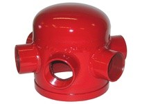 Dixon HVG0603-25 6" GROOVED HOSE VALVE HEADER W/ 3 2-1/2" NPT CONNECTIONS - RED