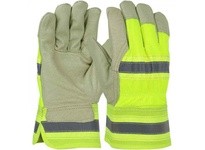 HVY5555/2XL Pigskin Leather Palm HV Yellow Nylon Back Posi-Therm Lining HV Safety Cuff