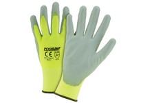 HVY713SUTS/L PosiGrip Hi-Vis Yellow Gray Polyurethane Palm Touch Screen | Industrial Safety Gear