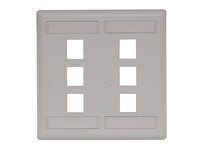 Hubbell Wiring IFP26OW PLATE WALL FLUSH 2-G 6PORT OW