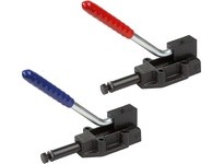 KIPP K0088.1200 PUSH-PULL CLAMP HEAVY VERSION F1=9300 F2=12000 STEEL PHOSPHATED COMP:PLASTIC COMP:BLUE HAND LEVER