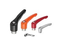 KIPP K0123.0A227 Adjustable Handle Size: 0 1/4-20 Zinc Red RAL3003 | Stainless Steel