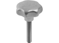 KIPP K0150.632063X15 STAR GRIP FORM:L TO DIN6336 M06X15 D1=32 H=21 STAINLESS STEEL BLASTED COMP:STAINLESS STEEL