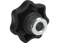 KIPP K0153.1081 STAR GRIP WITH PROTRUDING BUSHING D=8 D1=50 H=32 FORM:H WITH BLIND HOLE THERMOPLASTIC BLACK COMP:STEEL