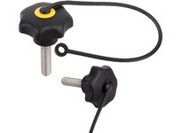 KIPP K0154.710X40 STAR GRIP SIMILAR TO DIN6336 W. SAFETY CABLE D=M10X40 D1=50 H=32 FORM:LS THERMOPLASTIC BLACK COMP:STAINLESS