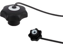 KIPP K0155.6A316 STAR GRIP SIMILAR TO DIN6336 W. SAFETY CABLE D=5/16-18 D1=50 FORM:KS THERMOPLASTIC BLACK COMP:STEEL