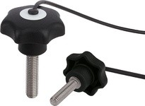 KIPP K0155.7066X50 STAR GRIP SIMILAR TO DIN6336 W. SAFETY CABLE D=M06X50 D1=25 FORM:LS THERMOPLASTIC BLACK COMP:STEEL