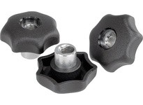 KIPP K0156.12 STAR GRIP W.QUICK-LOCK FUNCTION D=M12 D1=63 H=393 THERMOPLASTIC BLACK COMP:STEEL