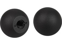 KIPP K0158.11604 BALL KNOB DIN319 EXTENDED D1=16 D=M04 FORM:C THREAD THERMOPLASTIC BLACK COMP:PLASTIC