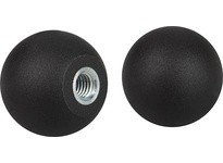 KIPP K0158.22006 BALL KNOB DIN319 EXTENDED D1=20 D=M06 FORM:E THREAD THERMOPLASTIC BLACK COMP:STEEL ELECTRO ZINC-PLATED