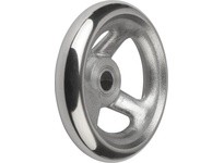 KIPP K0160.0125XCO HANDWHEEL DIN950 D1=125 REAMED HOLE D2=0375 ALUMINUM WITHOUT GRIP