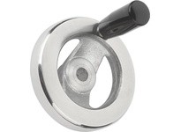 KIPP K0162.4100XCP 2-SPOKE HANDWHEEL D1=100 REAMED HOLE D2=05 ALUMINUM COMP:THERMOSET REVOLVING GRIP