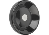 KIPP K0165.2125X08 DISC HANDWHEEL D1=125 PRE-DRILLED D2=8 SIZE:2 FORM:D THERMOSET COMP:STAINLESS STEEL WITHOUT GRIP