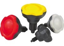 KIPP K0245.11056 INDEXING PLUNGER W.FIVE LOBE GRIP SIZE:1 D2=50 M10X1 L=528 L1=13 D=5 THERMOPLASTIC BLACK RAL7021