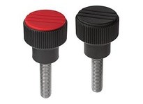 KIPP K0247.2A37X40 KNURLED KNOB SIZE:2 D=5/16-18X40 D1=26 H=26 THERMOPLASTIC BLACK RAL7021 COMP:STEEL CAP:YELLOW RAL1021