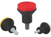 KIPP K0251.0A37X20 MUSHROOM KNOB SIZE:3 D=5/16-18X20 D1=33 THERMOPLASTIC BLACK RAL7021 COMP:STAINLESS STEEL CAP:YELLOW RAL1021