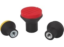 KIPP K0251.AE5 MUSHROOM KNOB SIZE:1 D=8-32 D1=21 THERMOPLASTIC BLACK RAL7021 COMP:STEEL CAP:GRAY RAL7035
