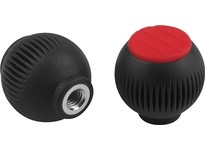 KIPP K0253.04A5 SPHERICAL KNOB SIZE:4 D1=50 D=1/2-13 THERMOPLASTIC BLACK RAL7021 COMP:STAINLESS STEEL CAP:BLACK RAL7021