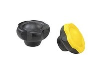 KIPP K0255.50086 FIVE LOBE GRIP D1=50 D=M08 H=348 FORM:K THERMOPLASTIC BLACK RAL7021 COMP:STEEL CAP:RED RAL3020