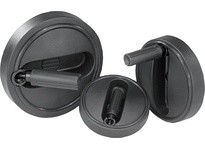 KIPP K0258.2100CO HANDWHEEL D1=100 REAMED HOLE D2=0375 SIZE:2 THERMOPLASTIC COMP:THERMOPLASTIC FOLDING GRIP