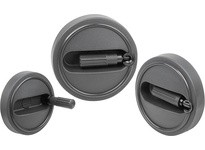 KIPP K0258.416016 HANDWHEEL D1=160 REAMED HOLE D2=16H7 SIZE:4 THERMOPLASTIC COMP:THERMOPLASTIC FOLDING GRIP