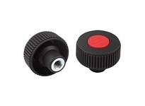KIPP K0260.21A35 KNURLED KNOB SIZE:1 D1=40 D=5/16-18 FORM:K THERMOPLASTIC BLACK RAL7021 COMP:STEEL CAP:GRAY RAL7035