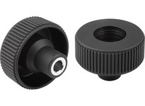 KIPP K0260.3310 KNURLED KNOB SIZE:3 D1=63D=10 FORM:E THERMOPLASTIC BLACK RAL7021 COMP:STEEL