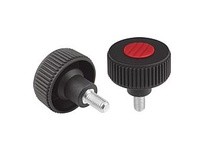 KIPP K0260.51A35X20 KNURLED KNOB SIZE:1 D1=40 D=5/16-18X20 FORM:L THERMOPLASTIC BLACK RAL7021 COMP:STEEL CAP:GRAY RAL7035