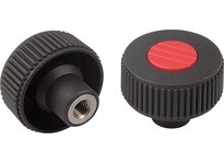 KIPP K0261.2312 KNURLED KNOB SIZE:3 D1=63 D=M12 FORM:K THERMOPLASTIC BLACK RAL7021 COMP:STAINLESS STEEL CAP:BLACK RAL7021