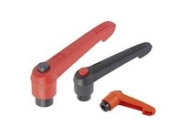 KIPP K0269.724A4 ADJUSTABLE HANDLE WITH PUSH BUTTON SIZE:4 3/8-16 PLASTIC ORANGE RAL2004 COMP:STEEL COMP:BLACK RAL7021