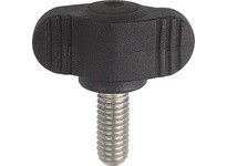 KIPP K0274.00A1X20 WING GRIP MINIWING D=10-32X20 A=28 FORM:L WITH EXTERNAL THREAD THERMOPLASTIC BLACK RAL7021