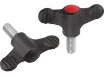 KIPP K0274.0906X30 WING GRIP D=M06X30 A=38 H=18 FORM:L WITH EXTERNAL THREAD THERMOPLASTIC BLACK RAL7021 COMP:STAINLESS STEEL