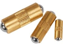 KIPP K0337.04 SPRING PLUNGER SPRING FORCE SMOOTH VERSION DOUBLE SIDED D=4 L=10 BRASS COMP:BALL STAINLESS STEEL PU=25