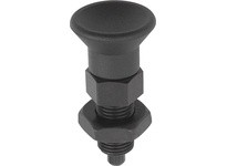 KIPP K0338.2903AJ INDEXING PLUNGER SIZE:9 D1=1/4-28 D=3 FORM:B WO. GROOVE WITH LOCKNUT STEEL HARDENED COMP:THERMOPLASTIC COMP:BL