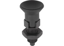 KIPP K0338.4105 INDEXING PLUNGER SIZE:1 D1=M10X1 D=5 FORM:D WITH LOCKING SLOT WITH LOCKNUT STEEL HARDENED COMP:THERMOPLASTIC