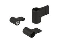 KIPP K0608.10106 WING GRIP SINGLE SIDED SIZE:1 D=M06 A=275 H=221 FORM:D THERMOPLASTIC BLACK RAL7021 COMP:STAINLESS STEEL