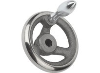 KIPP K0671.2400XCS HANDWHEEL DIN950 D1=400 REAMED HOLE D2=1 GREY CAST IRON COMP:STEEL MACHINE HANDLE FIXED