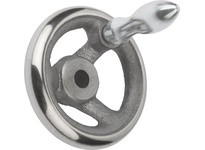 KIPP K0671.4140XCP HANDWHEEL DIN950 D1=140 REAMED HOLE D2=05 GREY CAST IRON COMP:STEEL MACHINE HANDLE REVOLVING