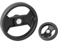 KIPP K0725.0130XCN 2-SPOKE HANDWHEEL D1=129 REAMED HOLE D2=0312 POLYAMIDE WITHOUT GRIP